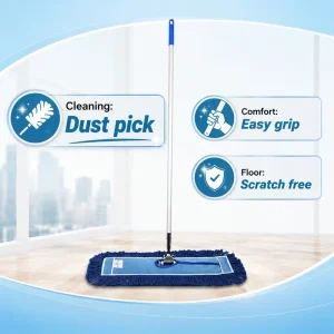 Scratch-Free Flat Cotton Dust Mop Set with Easy-Grip Handle for Commercial Floors