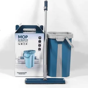Scratch-Off Flat Mop with Telescopic Stainless Steel Handle, Dry-Wet Separation for Home Use