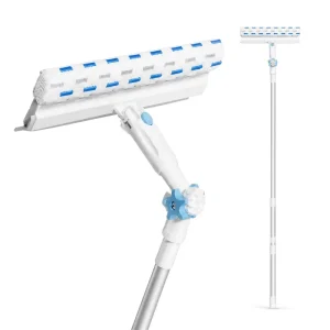 Scrub Squeegee Window Cleaner Telescopic Pole 96-150cm Dual Sided Microfiber Scrub Pad Rubber Blade Adjustable Joint No Ladder