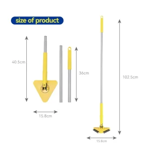 Sectional Detachable Rod Corner Cleaning Mop Triangle Head Firm Clip Hold Reusable High Durability Lightweight Dust Paper Facial