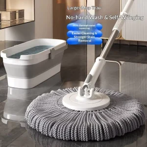Self-Wringing Mop Extendable Handle Microfiber Cloth Stainless Steel Pole
