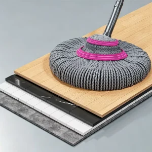 Self-Wringing Mop with Thickened Absorbent Mop Cloth for Indoor Floor Cleaning