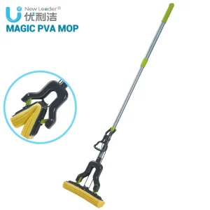 Self-Wringing Sponge Mop with Extendable Handle and 1 PVA Sponge Head for Hotel, Office and School Floor Cleaning