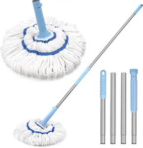 Self-Wringing Telescopic Twist Mop with Microfiber Head