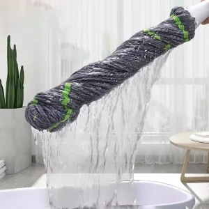Self-Wringing Twist Mop with Stainless Steel Pole and Round Blended Yarn Head