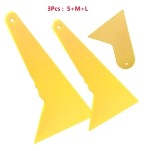 Set Car Window Film Squeegee Yellow Thick Plastic Triangle Tip Scraper for Vinyl Wrap Sticker Auto Window Tint Film Install Tool