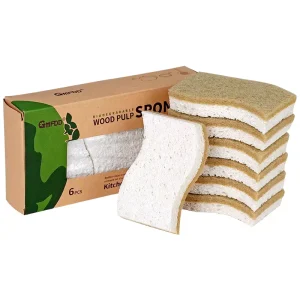 Set of 6 Biodegradable Sisal Non-Scratch S-Shaped Wood Pulp Cellulose Scouring Pads for Kitchen Cleaning
