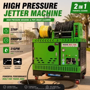Sewer Jetter Truck-Mounted Drain Cleaner 200 Bar Pressure 84 L/min Flow with 500 L Water Tank