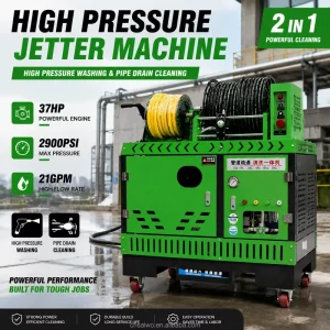 Sewer Jetter Truck-Mounted Drain Cleaner 200 Bar Pressure 84 L/min Flow with 500 L Water Tank