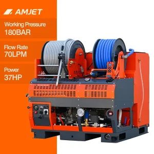 Sewer Jetter WS1870 L 180bar 70lpm 37hp High Pressure Drain Cleaning Machine with Remote Hose Reel for Sewer Cleaning