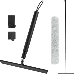 Shower Squeegee with Long Handle 57″ Telescopic Window Squeegee for Shower Glass Floor Tile Car Windshield