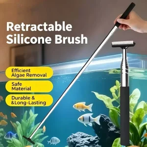 Silicone Cleaning Brush Retractable Aquarium Cleaning Tool Removes Algae