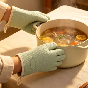 Silicone Kitchen Baking Gloves Heat-Resistant Anti-Slip Waterproof for Microwave Oven Use