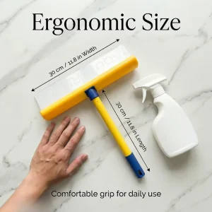 Silicone Shower Squeegee with 30cm Metal Handle for Glass and Car Window Streak Cleaning