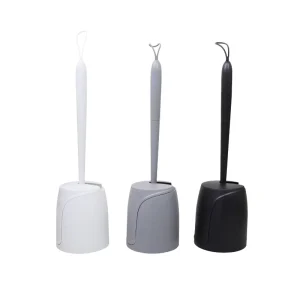 Silicone Toilet Brush Set with Long Handle and Soft Bristles