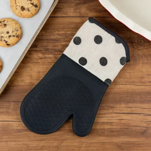 Silicone Waterproof Baking Gloves Mitts Set Thick Sleeve Oven Gloves Cotton Lining Dishwasher Safe