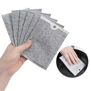 Silver-Thread Rectangular Double-Layer Dishwashing Sponge Scrubber Scouring Pad