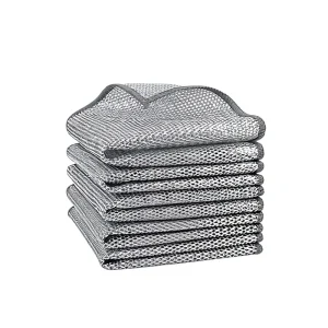Silver Wire Cloth Kitchen Dishwashing Dish Towel Double Layer Nylon Oil Proof & Decontamination Household Cleaning