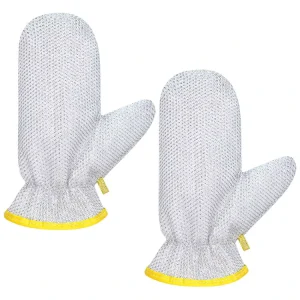 Silver Wire Dishwashing Gloves, Heat-Resistant Waterproof Kitchen Cleaning Gloves