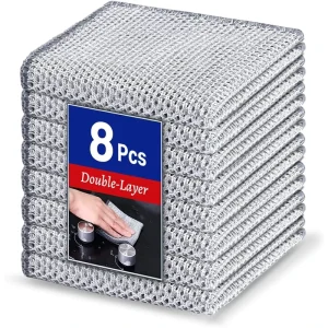 Silver Wire Microfiber Double Sided Ultra Fine Kitchen Dish cloth Oil Absorption Resistant Cleaning Sponge