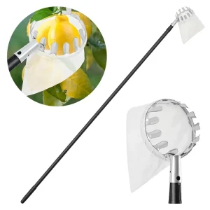 Simple Garden Telescopic Fruit Picker Tool Cloth Bag Adjustable Iron Pole Twist Lock Extension Pole for Picking Apple