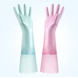 Simple Reusable Durable Thick Waterproof Anti Slip Comfortable Cleaning Gloves PVC Long Sleeve Household
