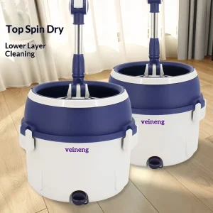 Single-Barrel Dual-Drive Rotating Spin Mop with Stainless Steel Microfiber Head
