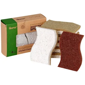 Sisal Cellulose Coconut Sponge with Wood Pulp Cotton, S-Shape Biodegradable Kitchen Scrubber