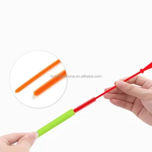 Slender Baby Silicone Water Cup Thicker Cleaning Brush Handheld Silicone Straw Cleaning Brush for Home and Kitchen Use