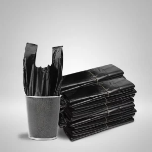 Small Bathroom Trash Bags 3 Gallon Black Mini Biodegradable Gravure Printed Garbage Bags with Handle for Household Use