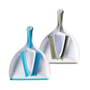 Small Broom and Dustpan Set with Pet Hair Removal Brush and Scraper