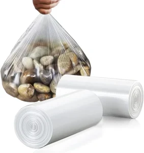Small Clear Unscented 15-Liter Trash Bags for Bathroom, Kitchen, and Bedroom Wastebaskets