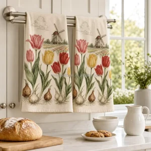 Small MOQ Custom Cotton Tea Towel 100% Cotton Absorbent Quick Dry Personalized Printed Kitchen Dish Towel