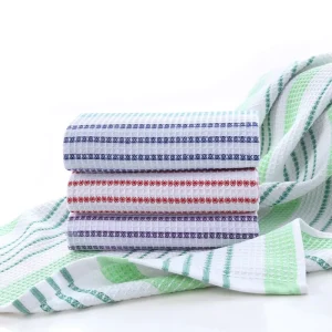 Small Waffle Printed Quick Dry Soft Cotton Dish Towel for Household Kitchen Cleaning Cross Border Hair Free Absorbent Cloth