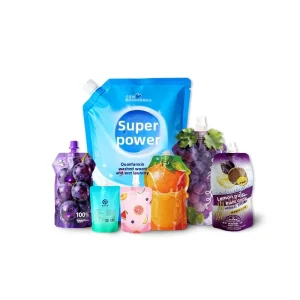 Small batch Custom Made Digital Printing Spout Bags for Juice Laundry Detergent Packaging Liquid Special Shaped Spout Bags