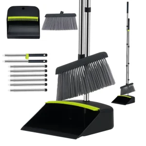 Smart Broom and Dustpan System Innovative Design Built in Scraper Teeth Self Standing Broom for Convenient Use