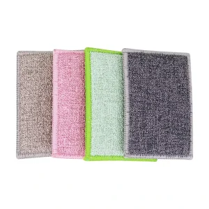 Smart Design Scrub Sponge Bamboo Odorless Rayon Fiber Absorbent Soft & Metallic Scrub Cleaning