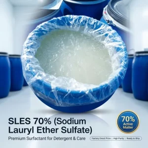 Sodium Lauryl Ether Sulfate SLES 70% in White or Yellow Light Gel Cream Surfactant Auxiliary Agent for Detergent in 170kgs Drums