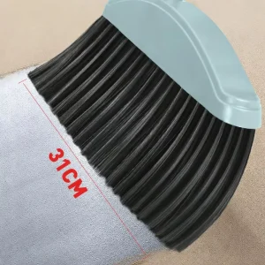Soft Bristle Broom and Dustpan Set Wide Head Household Sweeping Brush Combo Plastic Handle Home Cleaning