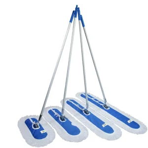 Soft Cotton Yarn Flat Wide-Head Dust Mop with Long Handle Connectors for Hotel and Hospital Use
