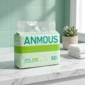 Soft Flushable Moist Non Woven Toilet Wipes Gentle Skin Friendly Biodegradable Household Bathroom Tissue for Everyday Personal