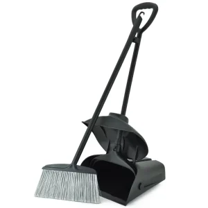 Soft Heavy Duty Plastic Broom and Dustpan Set for Home Office Indoor Outdoor