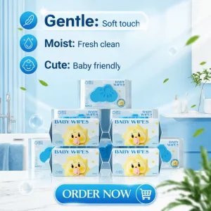 Soft ISO FSC Certified Natural Non-Woven 80pcs Disposable Unscented Baby Wet Wipes