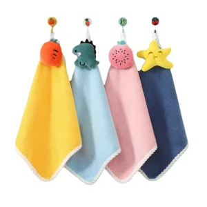 Soft Kitchen Tie Children Hand Towel Animal Absorbent Coral Fleece Tea Dish Cloth Hand Towel Bathroom Fast Dry Hang Hand Towel
