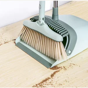 Soft Plastic Broom with Long Handle and Dustpan Set
