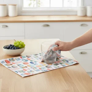 Soft Printed Microfiber Kitchen Towel Lint Free High Water Absorption Machine Washable Quick Dry Cloth