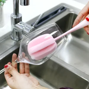 Soft Sponge Cup Brush Long Handle Sponge Bottle Brush Drink Wineglass Bottle Glass Cup