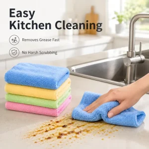 Soft Thick Microfiber Cleaning Cloths High Absorbent Quick Dry Reusable Towels for Kitchen Glass & Tableware Household Cleaning