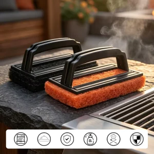 Soft Wire Flat Top Grill Brush Stainless Steel Non Scratch Griddle Cleaner for BBQ Heat Resistant Flexible Bristle Brush