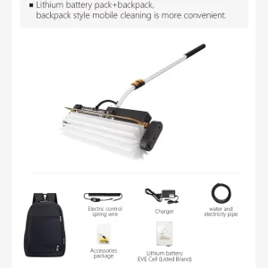 Solar Cleaning Brush Long Handle Telescopic Pole Tool Solar Power Plant Cleaning Robot Large Scale PV Clean Rolling Brush 24V